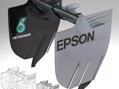 Mercedes W06 Rear Wing Low-poly 3D model