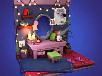 3D isometric miroir  Low-poly 3D model