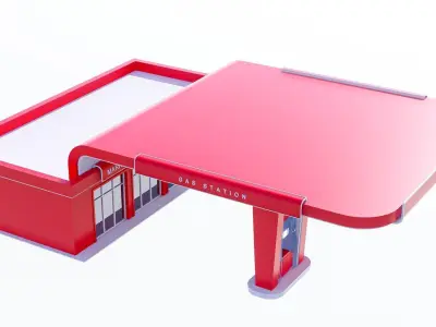 gas station Low-poly 3D model