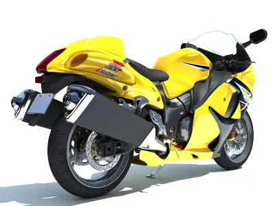 Yellow Suzuki Hayabusa Motorcycle 3D model