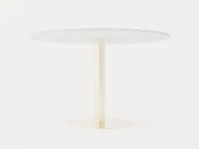 Capri Dining Table 120 Cm Around Marble White Brushed Brass Low-poly 3D model