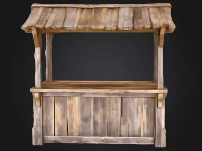 Rustic Market Stall Low-poly 3D model