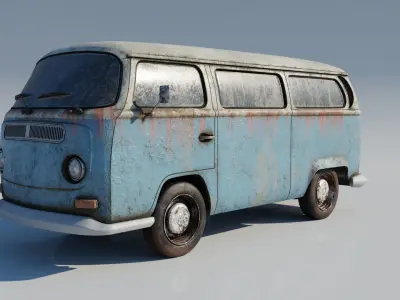 Old rusty Volkswagen Type 2 1978 3D model 3D model