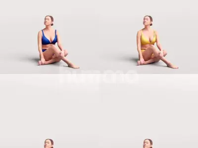  Humano Beautiful Woman in swimsuit sitting pool-2511-032-7358 3D model