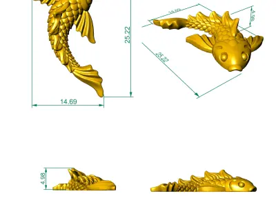koi fish relief 3D print model