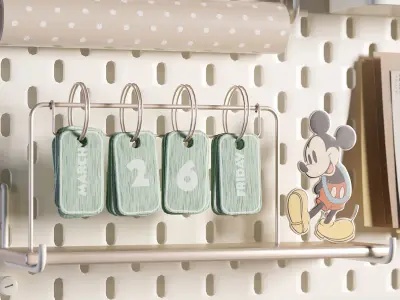 Ikea SKADIS Pegboard and Zara Home Mickey Mouse Decoration 09 3D model