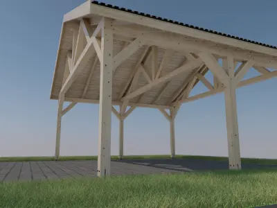 5x6 m 15 degree carport 3D model
