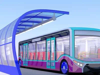 Bus stop and pedestrian bridge 3D Model Collection