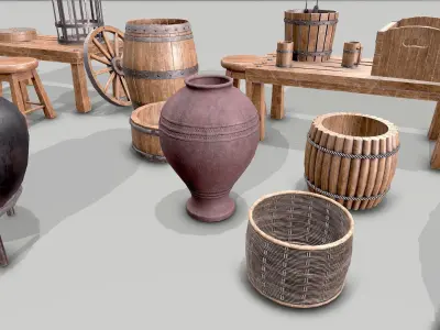 Low Poly Game-Ready PBR Medieval Assets 3D model