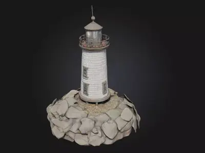 Lighthouse on the Rocks  A Beacon in the Storm 3D model