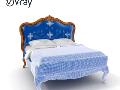 Elegant Baroque Bed Model Pack Low-poly 3D model