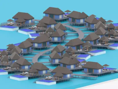 Overwater Resort Hut 3D model