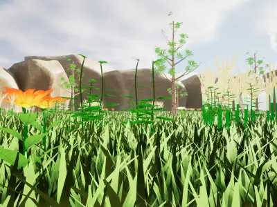 Stylized 3d scene with foliage assets Free low-poly 3D model