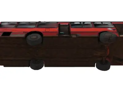Abandoned bus in ruins 3D model