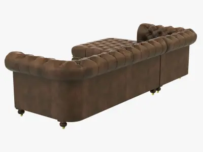Restoration Hardware Cambridge Leather Left-Arm Sofa Chaise Sect 3D model