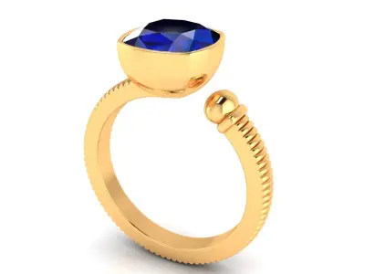 Ring M181 The luxury female ring with gems Cushion Square 3D print model