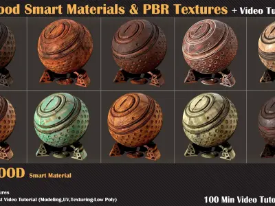 20 Wood Smart Materials and PBR Textures and Video Tutorials 3D model