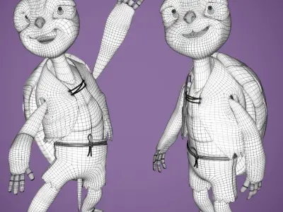 Cartoon Turtle Rigged Low-poly 3D model