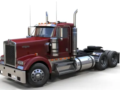 Kenworth daycab truck Low-poly 3D model