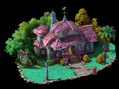 Game Cartoon - Minnie Cabin 02 3D model