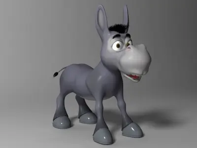 cartoon donkey Rigged Low-poly 3D model