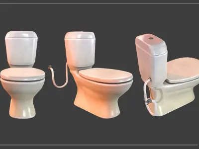 Toilet with seat Low-poly 3D model