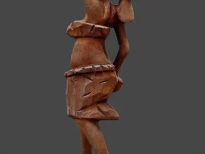 Atilogwu Dancer - Ebony Wood Low-poly 3D model