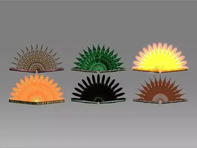 Classic Charm Decoration Fan Collection Low-poly 3D model