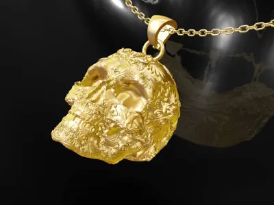 Skull tattoo Gold Pendant Jewelry 3D print model