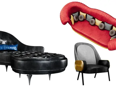 Living room furniture collection   3D model