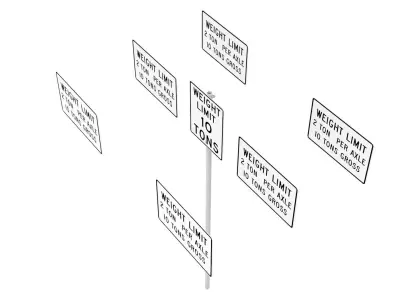 Road Sign - US - R12 Series Weight Limits 3D model