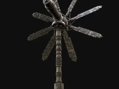 WINDMILL TURBINE MILL POWER PLANT GENERATOR MEDIEVAL AAA Low-poly 3D model