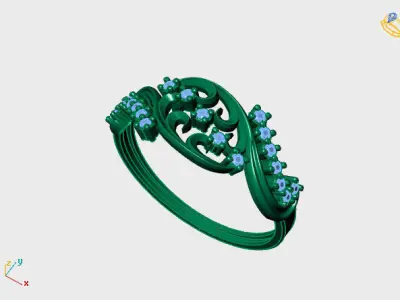 Women Ring Diamond Stone STL 3DM Lightweight Printable 3D print model 61
