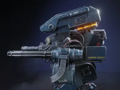 Realistic Mech in military style Low-poly 3D model