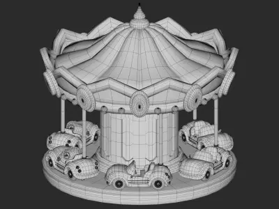 Cartoon Carousel Low-poly 3D model