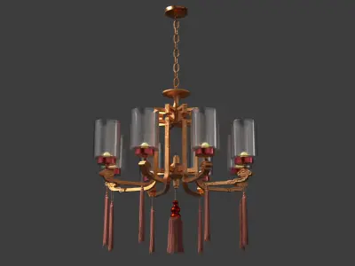 Chinese glass palace lantern  Low-poly 3D model