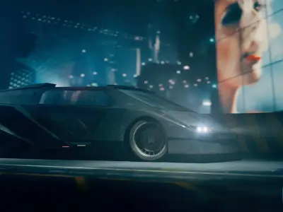 Retro Futuristic Cyberpunk Car Low-poly 3D model