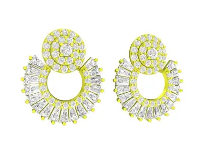 7830 Luxury Diamond Baguette Earrings 3D print model