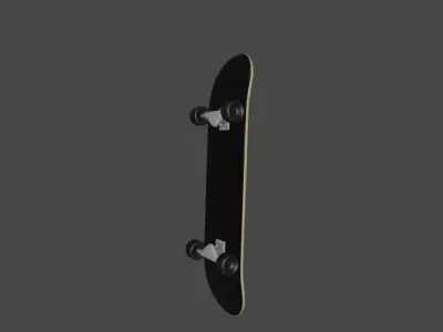 Black Plain Skateboard  Low-poly 3D model