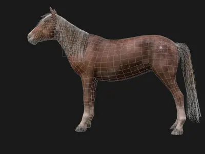 Game Asset PBR Texture Horse Low-poly 3D model