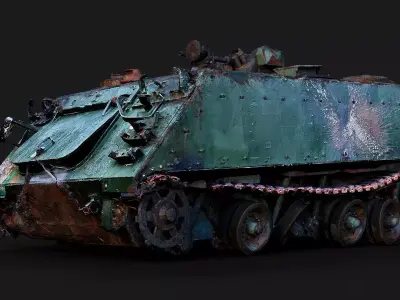 war destroyed APC M113 vehicle wreck PBR photogrammetry Low-poly 3D model