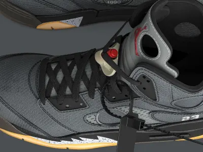 Off White Nike Jordan 5 3D model