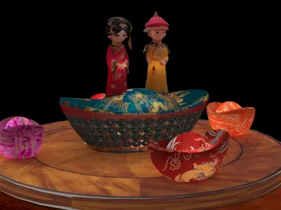 Chinese wedding couple figure  3D model