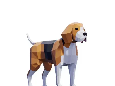 Beagle Dogs Pack Low-poly 3D model