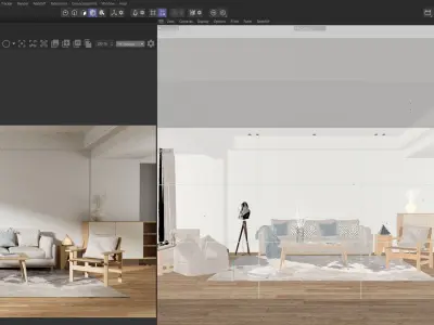 Living Room Interior Scene for Cinema 4D and Redshift Render  3D model