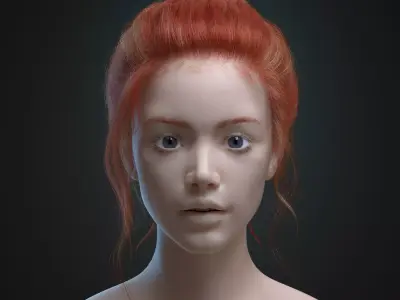 Female realistic hairstyle Ornatrix Alembic Hair Groom Plugin  3D model