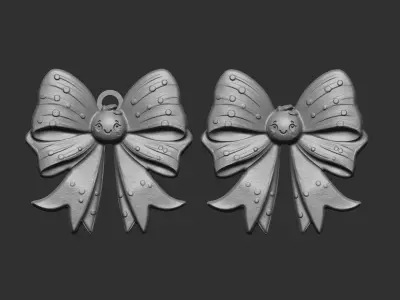 christmas tree cute ribbon row decor  3D print model