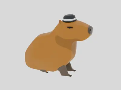 3D Capybara with Hat 3D model 3D model