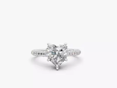 Solitaire  heart diamond ring hidden halo -RJ040 3D print model