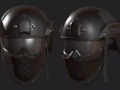 Helmet mask millitary combat soldier armor scifi fantasy  Low-poly 3D model